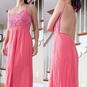 Rue 21 Backless Coral Maxi Dress